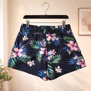 No Boundaries Navy Floral High Waist Shorts